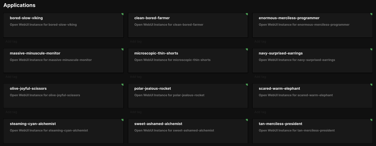 Open WebUI instances deployed in Coolify